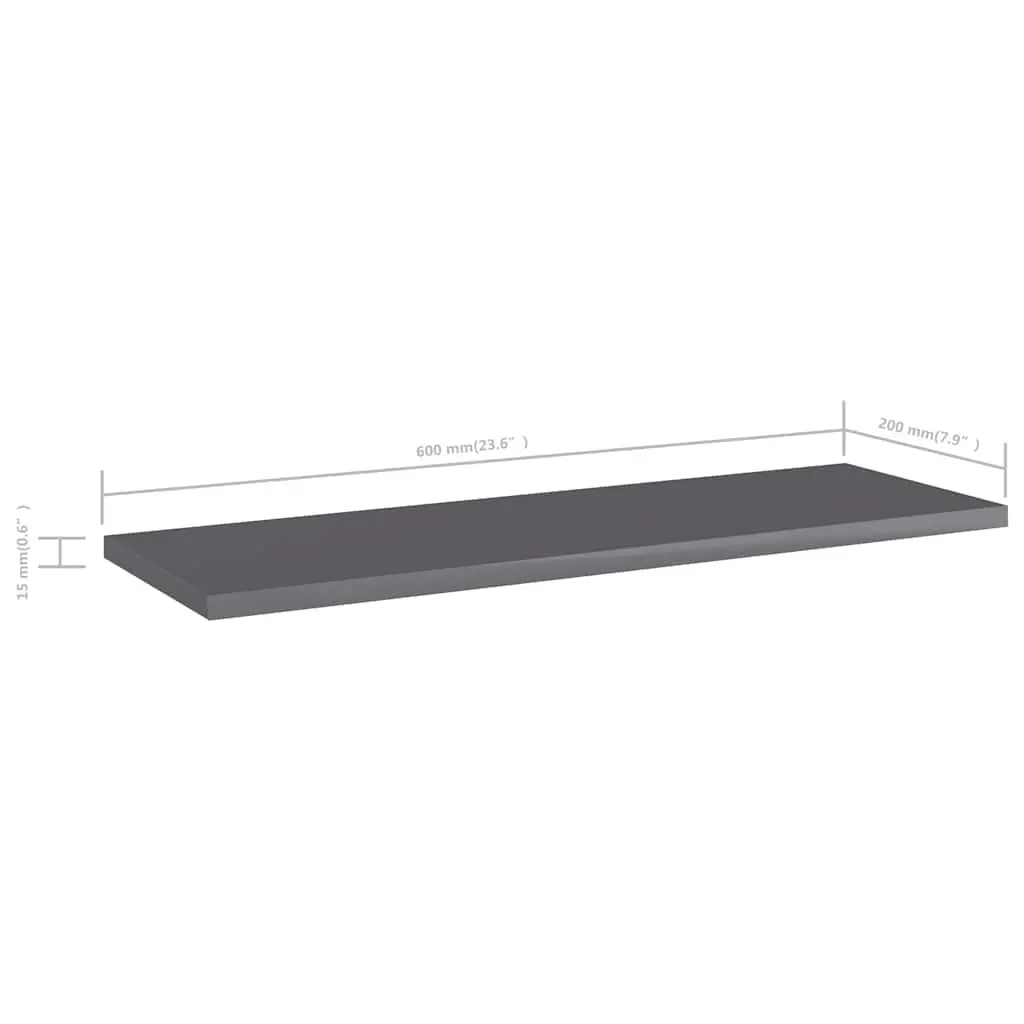 Bookshelf Boards Storage 60x20x1.5 cm Grey 4 Piece Engineered Wood