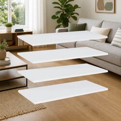 Bookshelf Boards White Storage Shelves 4 Pieces Floating Wall Mount Shelving