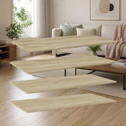 Practical 4-Piece Floating Bookshelf Board Set in Brown