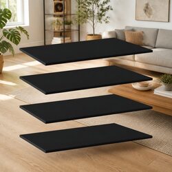 Floating Shelf Boards 4 Piece Black Wall Mounted Storage Shelving Panel Set