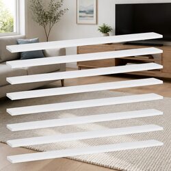 Bookshelf Boards 8 Pieces White Floating Shelves Storage Wall Mount Display