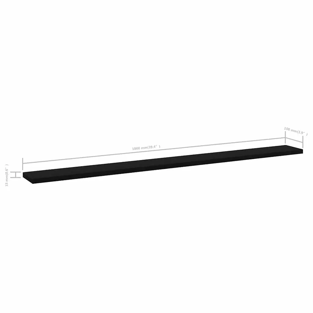 Engineered Wood Bookshelf Boards Black 4 Piece Set Floating Wall Shelves Storage