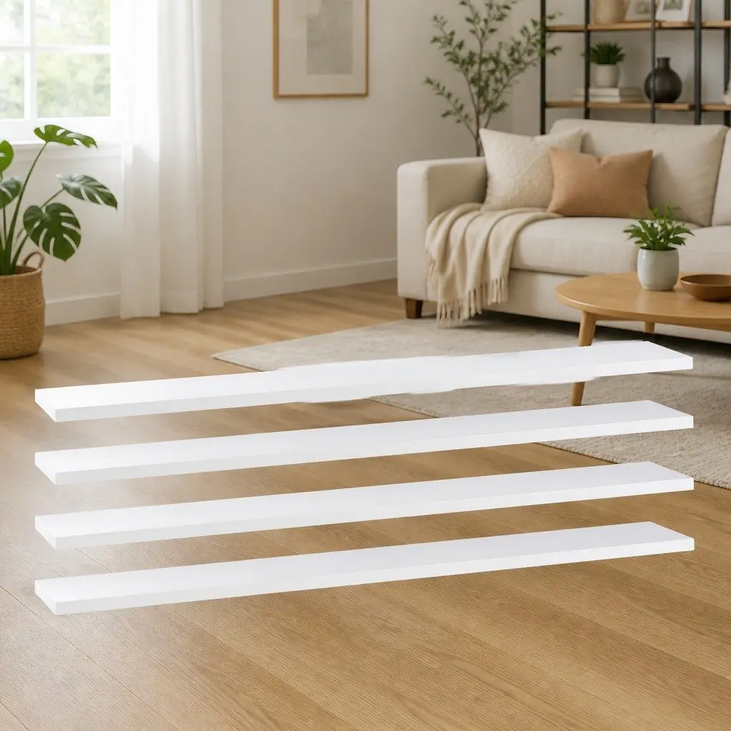 4-Piece Floating Bookshelf Boards in White