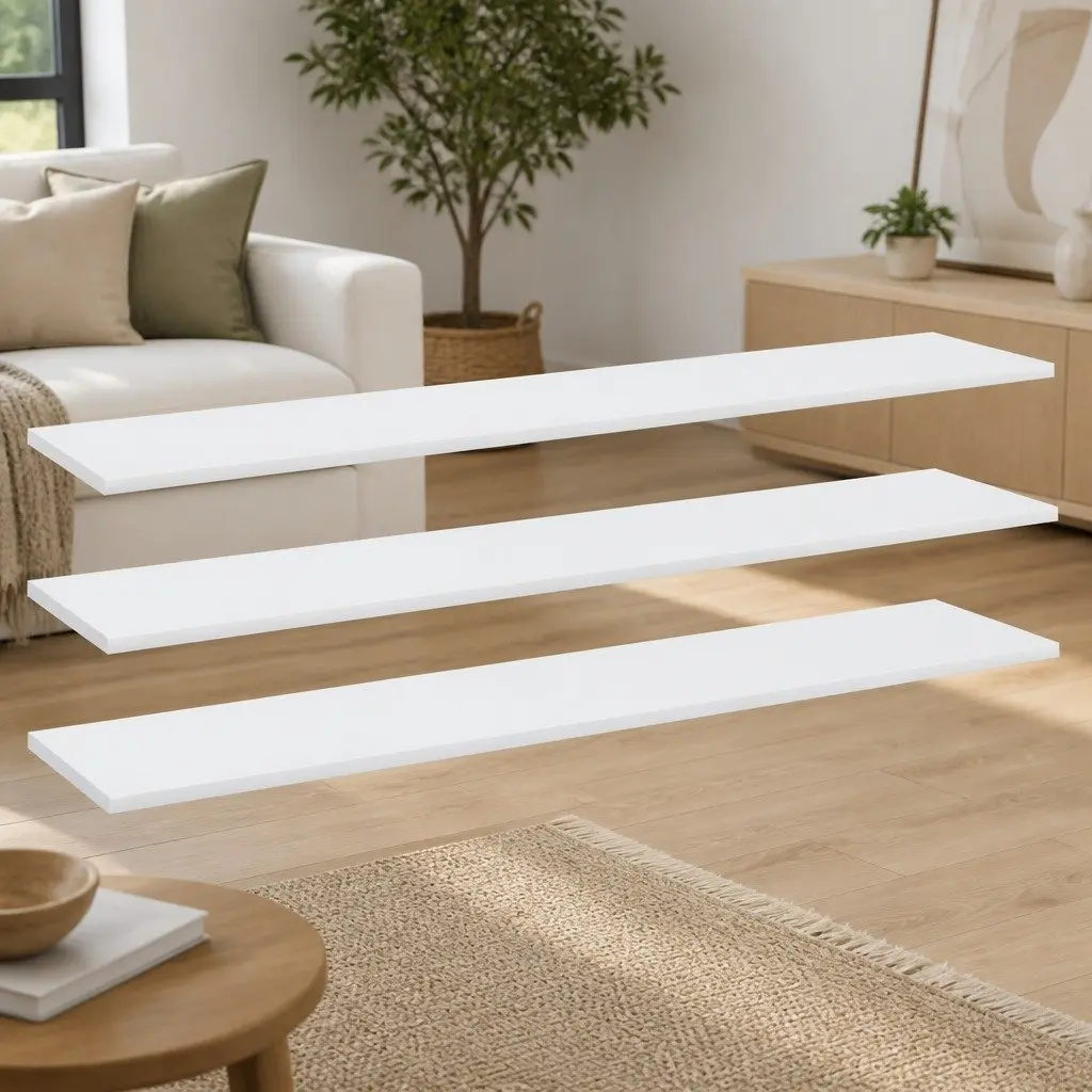 Floating Bookshelf Boards 4 Pack White Wall Mount Storage Shelves Display