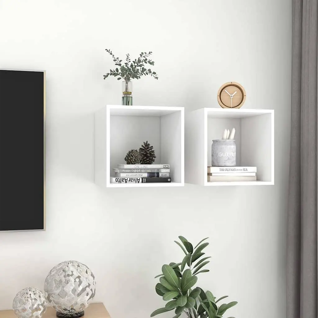 White Wall Cabinets 2 pcs 37x37x37 cm Set