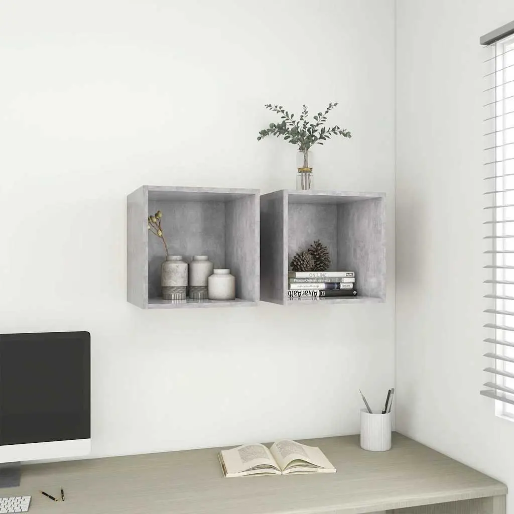 Wall Cabinet Floating Storage Shelf 37cm Grey Engineered Wood