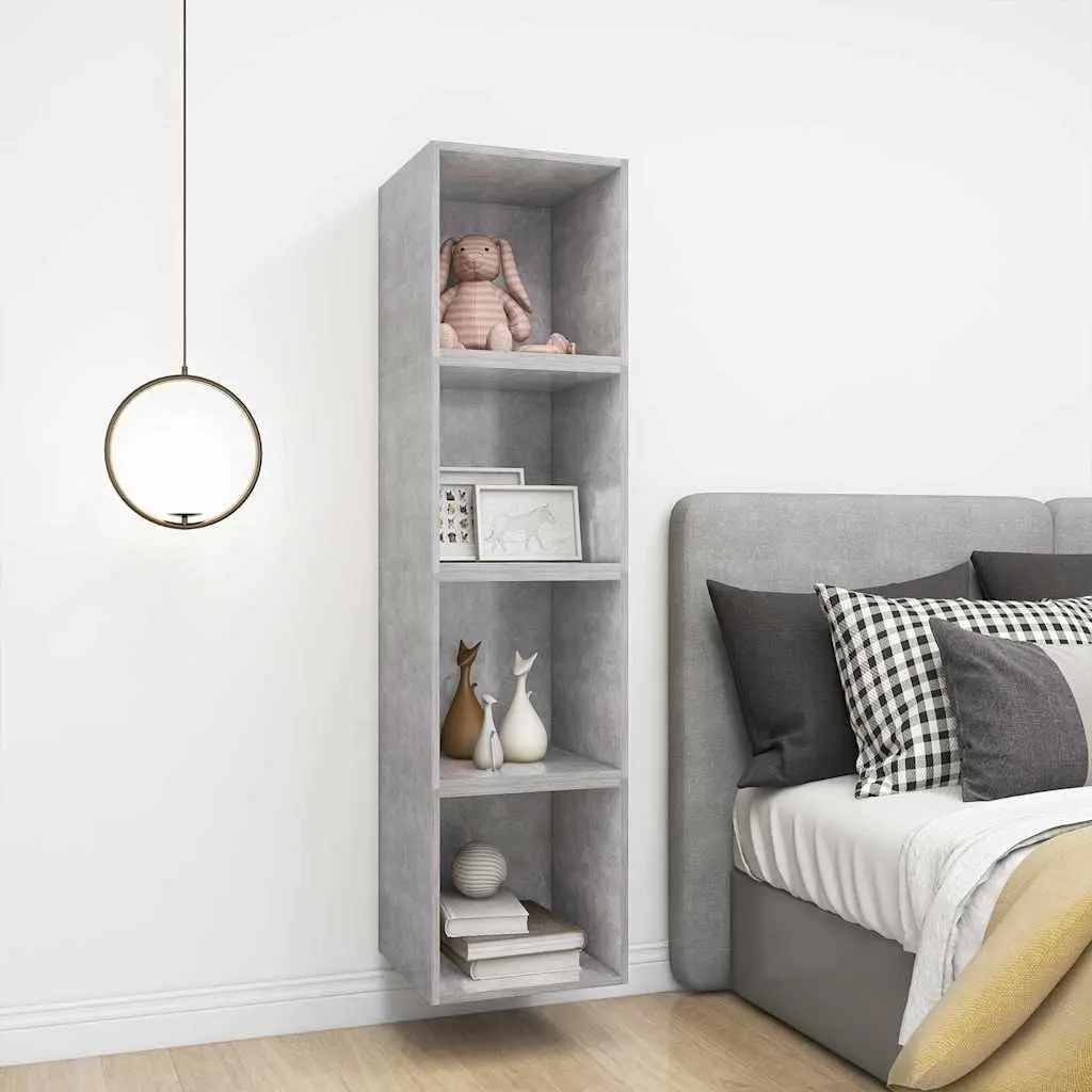 Wall Cabinet Floating Storage Shelf 37cm Grey Engineered Wood