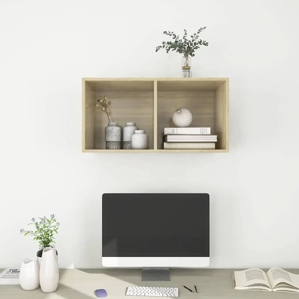 Wall-mounted TV Cabinet Brown Engineered Wood 37x37x72cm Storage Organiser