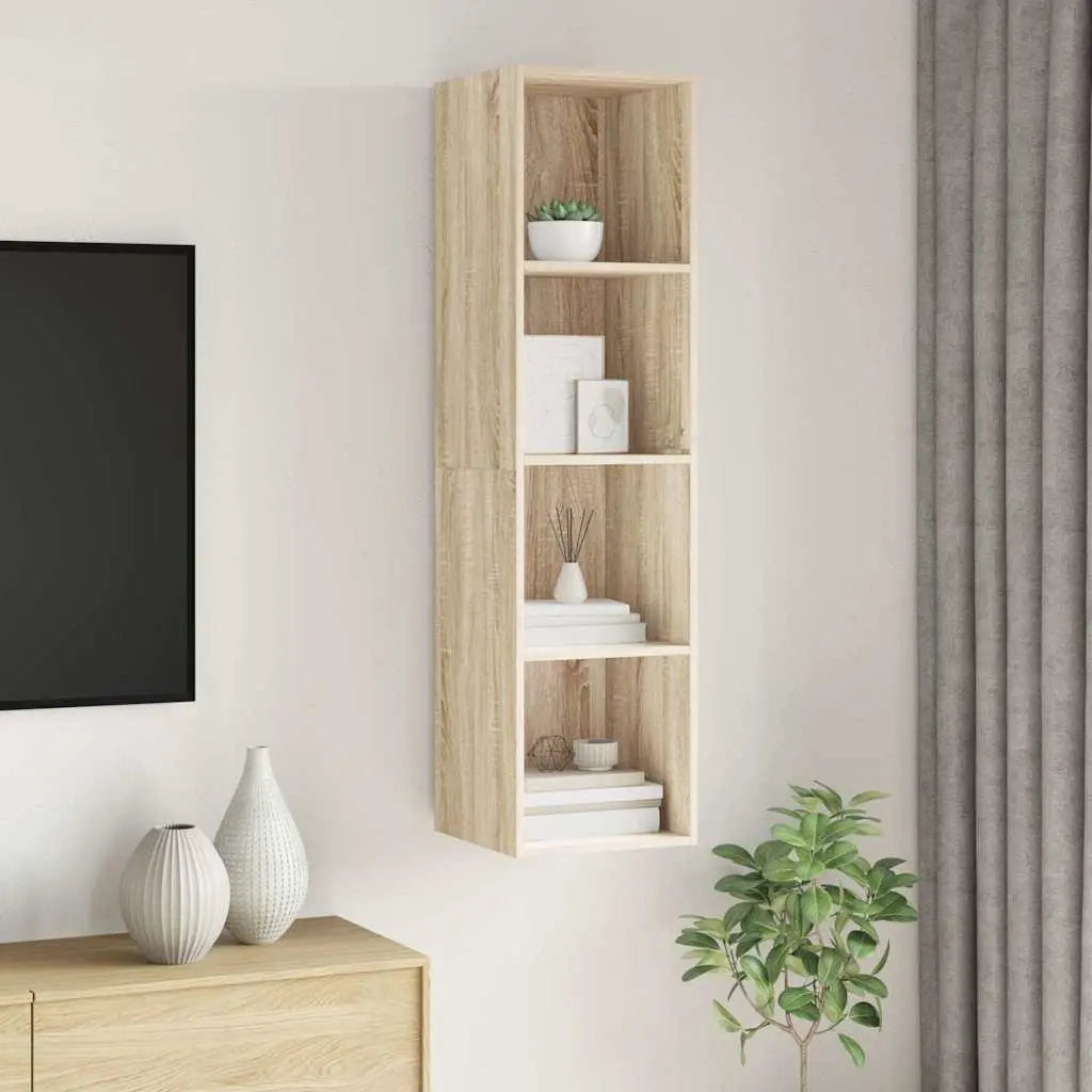 Wall-mounted TV Cabinet Organiser 37 x 37 x 142.5 cm Brown