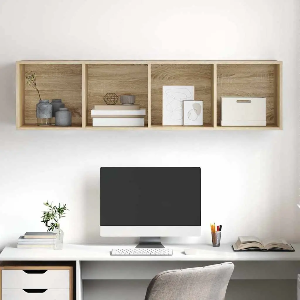 Wall-mounted TV Cabinet Organiser 37 x 37 x 142.5 cm Brown