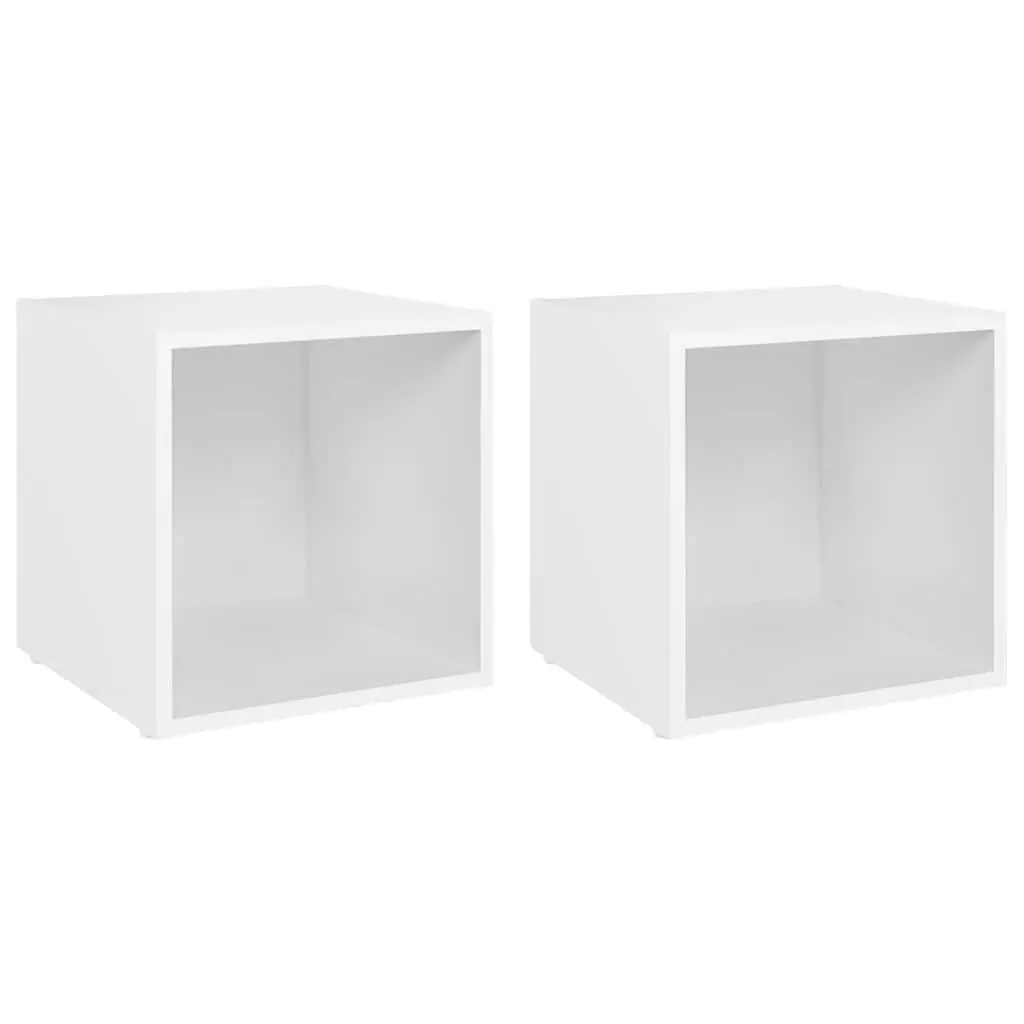 TV Cabinet White 37x35x37 cm Engineered Wood Storage Unit Display Stand 2 pcs