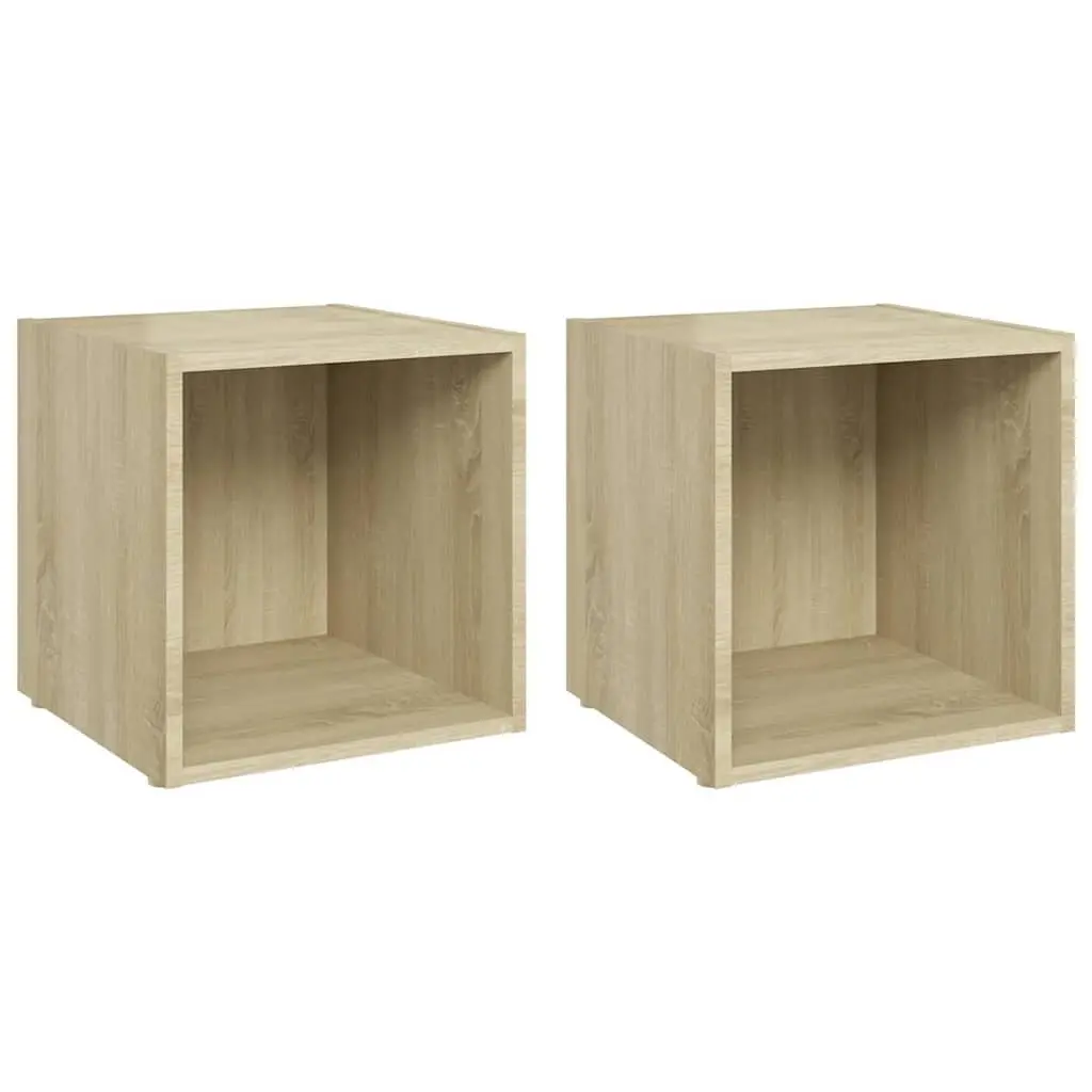 TV Cabinets 2 pcs Sonoma Oak 37x35x37 cm Ground Stand Storage Unit
