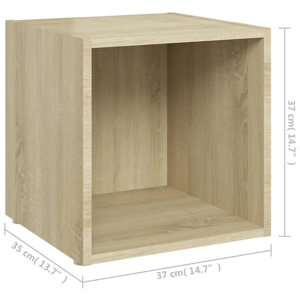 TV Cabinets 2 pcs Sonoma Oak 37x35x37 cm Ground Stand Storage Unit