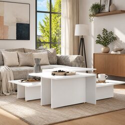 Value-Driven White Nesting Coffee Tables Set of 2