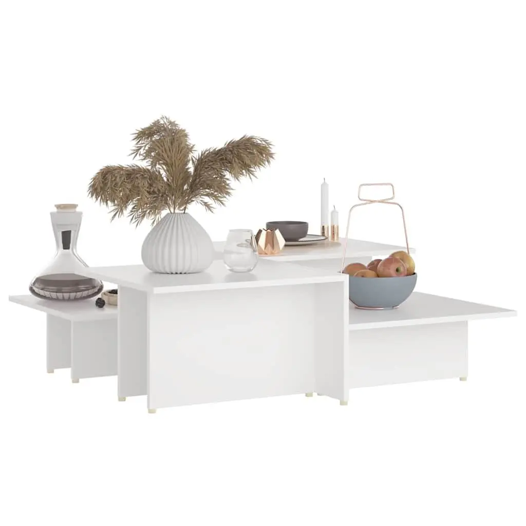 Coffee Tables Set of 2 White Nesting Accent Living Room Furniture Storage