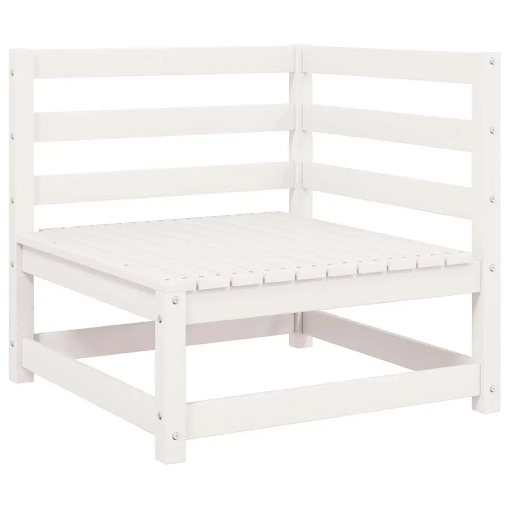 Garden Corner Sofa Outdoor Modular Lounge Seating White Solid Pinewood