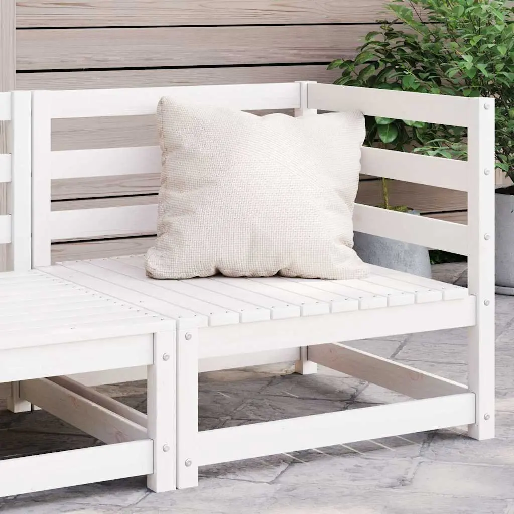 Garden Corner Sofa Outdoor Modular Lounge Seating White Solid Pinewood