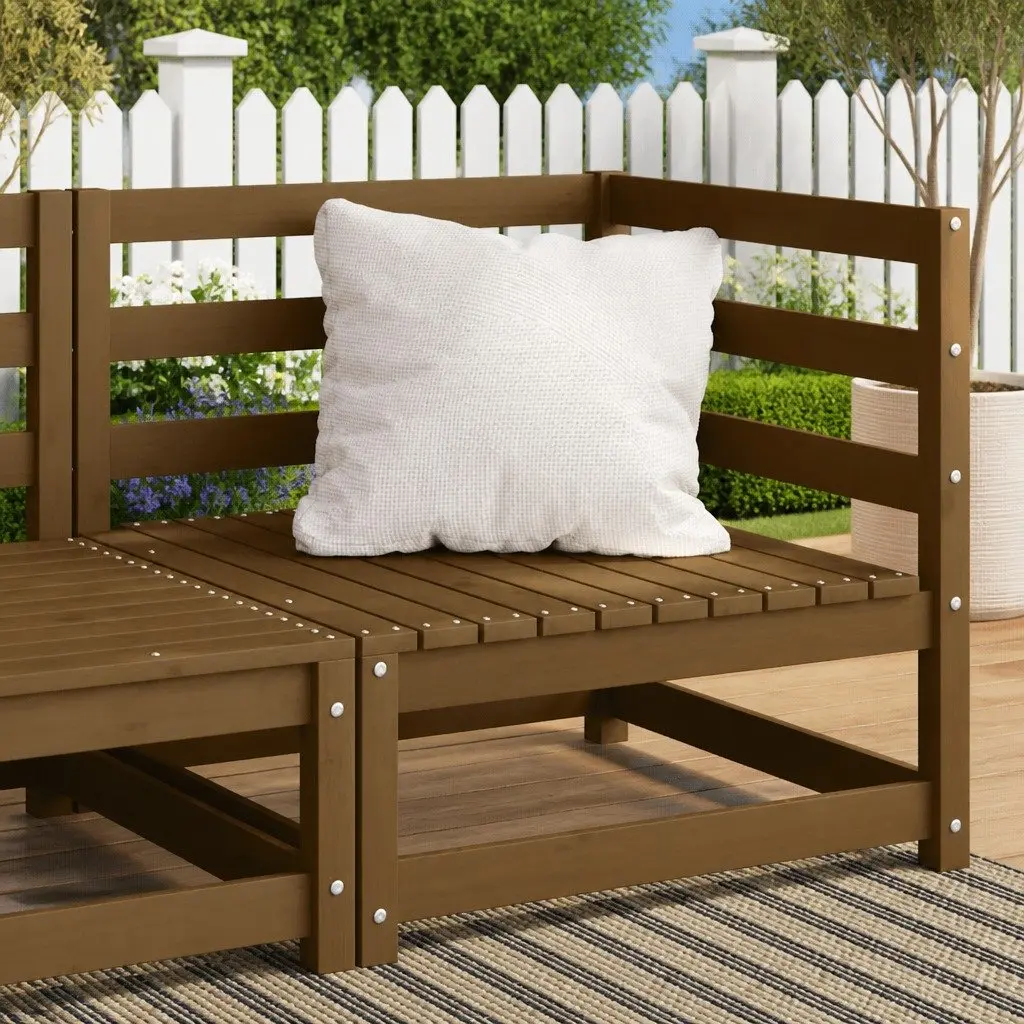 Garden Corner Sofa Solid Pinewood Modular Outdoor Sectional Seating Brown