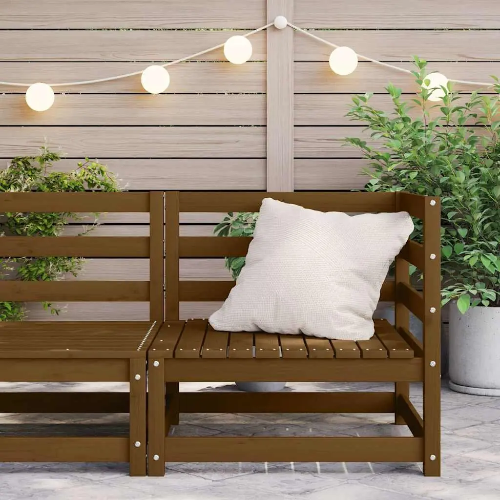 Garden Corner Sofa Solid Pinewood Modular Outdoor Sectional Seating Brown