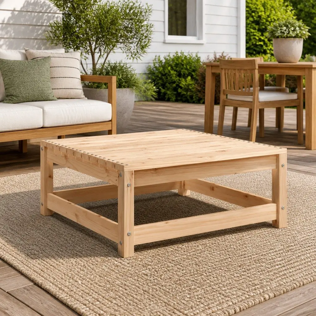 Modular Outdoor Footstool in Brown