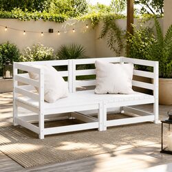 Outdoor Corner Sofa 2 Piece Set White Garden Patio Modular Sectional Seating