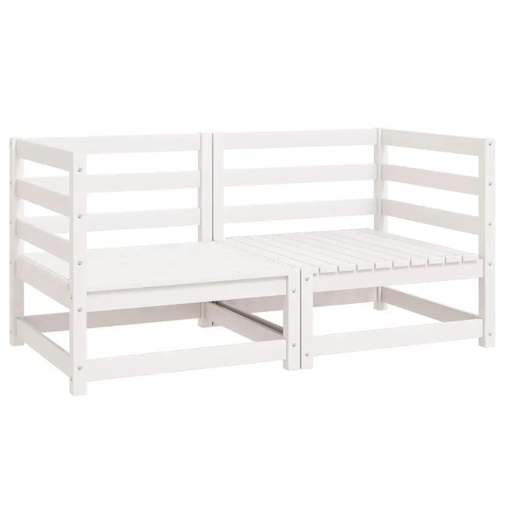 Outdoor Corner Sofa Modular Sectional Seating 2 Piece Set White Pinewood