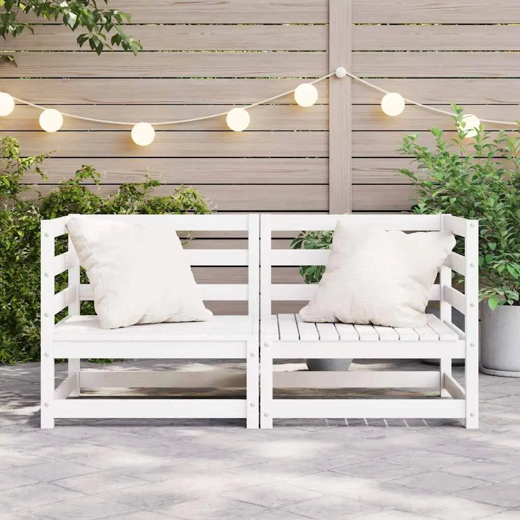 Outdoor Corner Sofa Modular Sectional Seating 2 Piece Set White Pinewood