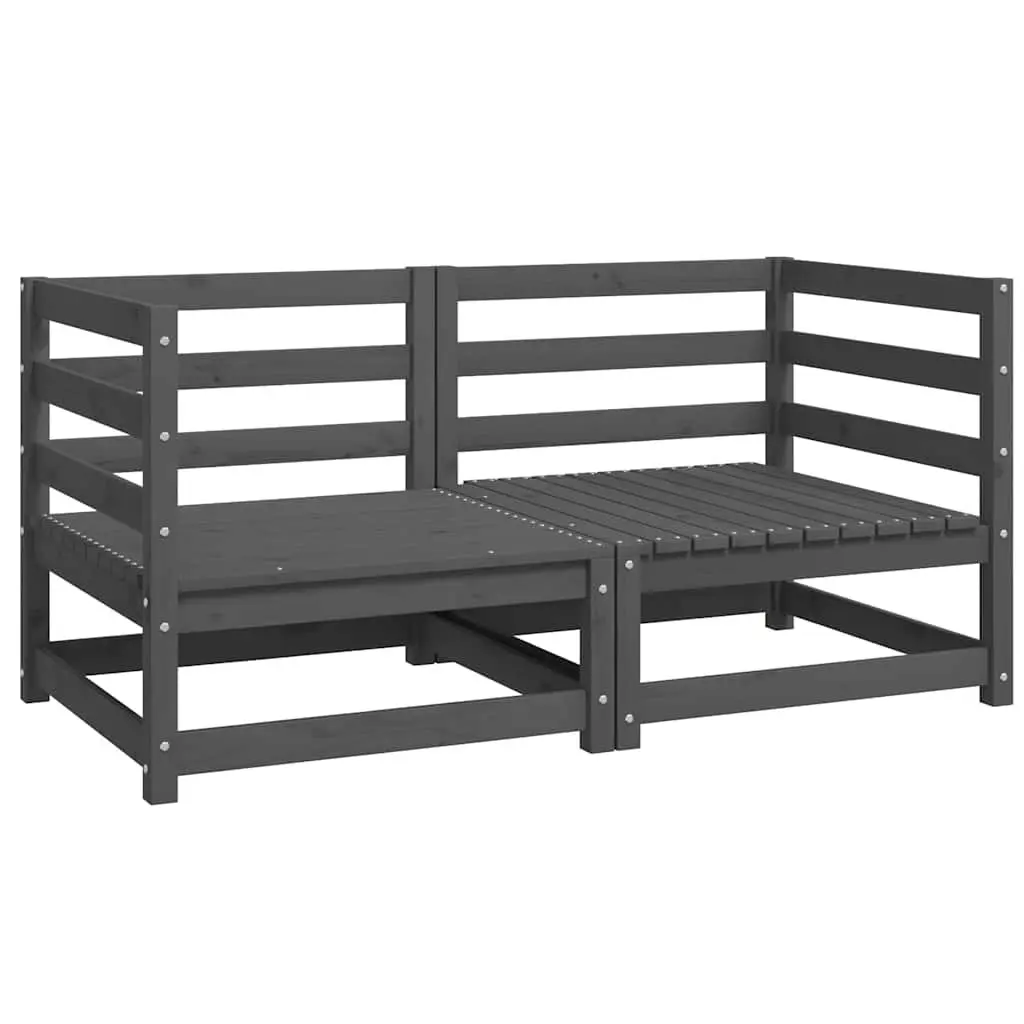 Garden Corner Sofa Set Modular 2 Piece Grey Pinewood Outdoor Lounge