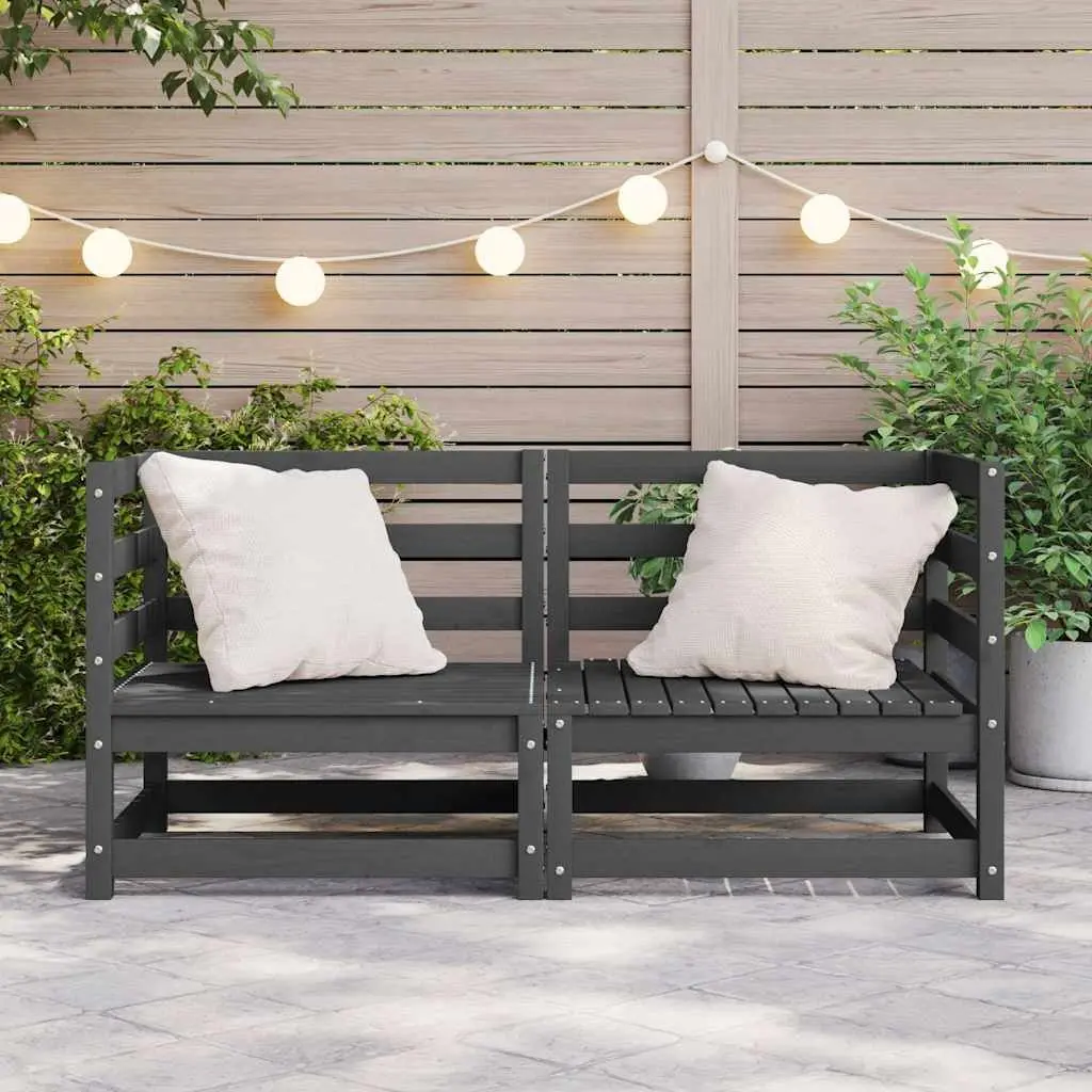 Garden Corner Sofa Set Modular 2 Piece Grey Pinewood Outdoor Lounge