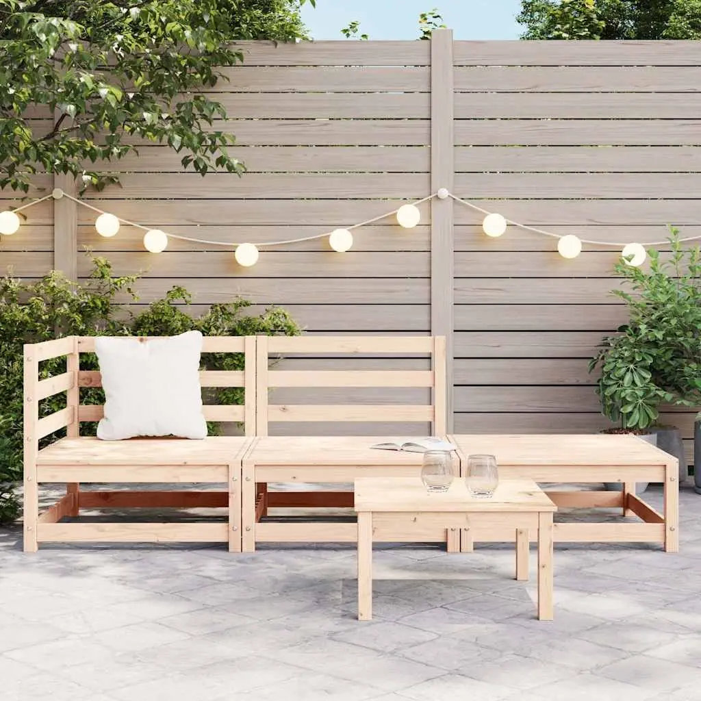3 Piece Garden Lounge Set Outdoor Sectional Sofa Modular Brown Pinewood