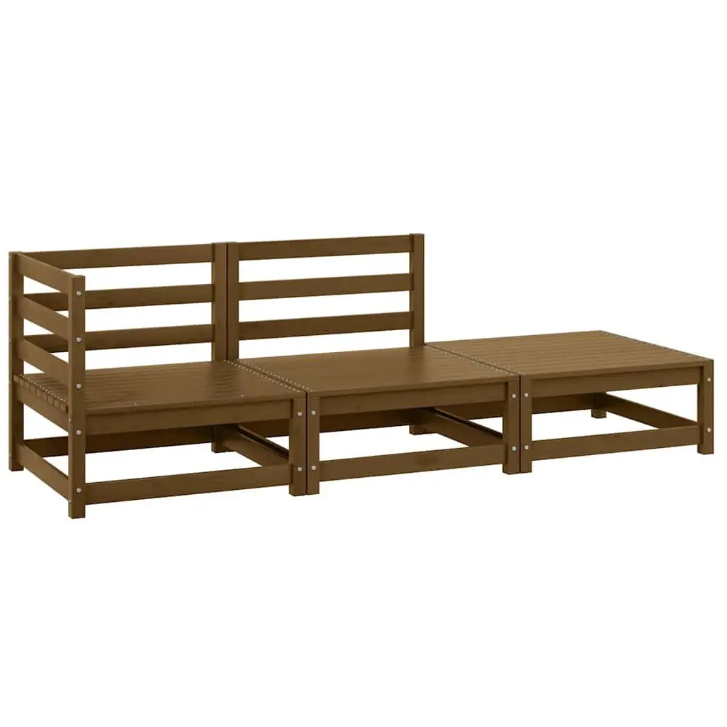Outdoor Sectional Sofa Garden Lounge Set 3 Piece Brown Pinewood