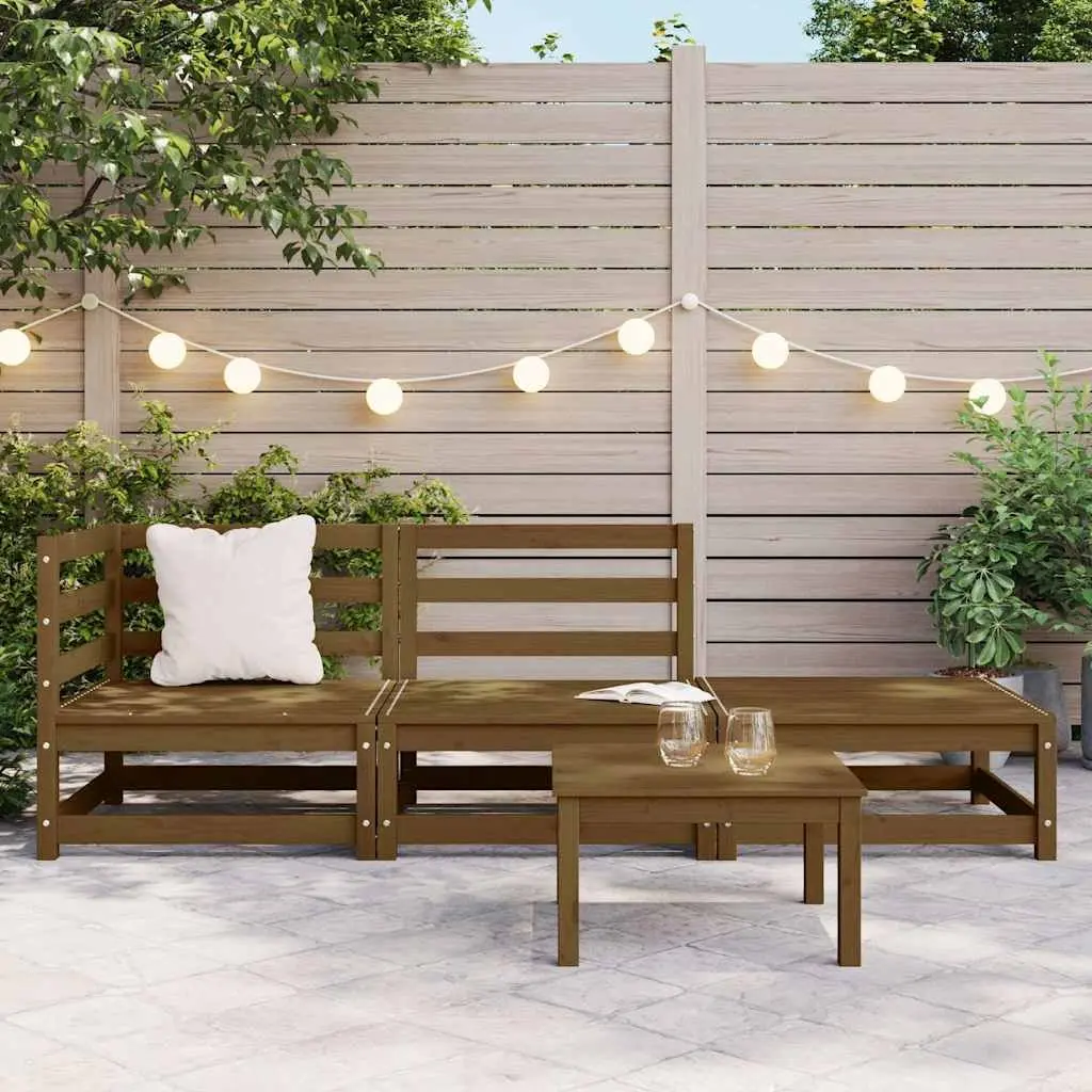 Outdoor Sectional Sofa Garden Lounge Set 3 Piece Brown Pinewood