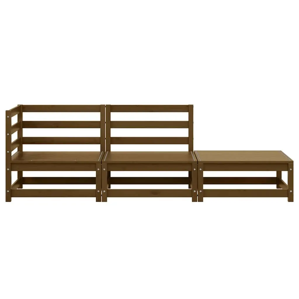 Outdoor Sectional Sofa Garden Lounge Set 3 Piece Brown Pinewood