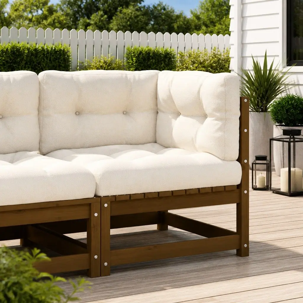 Brown Garden Corner Sofa with Cushions