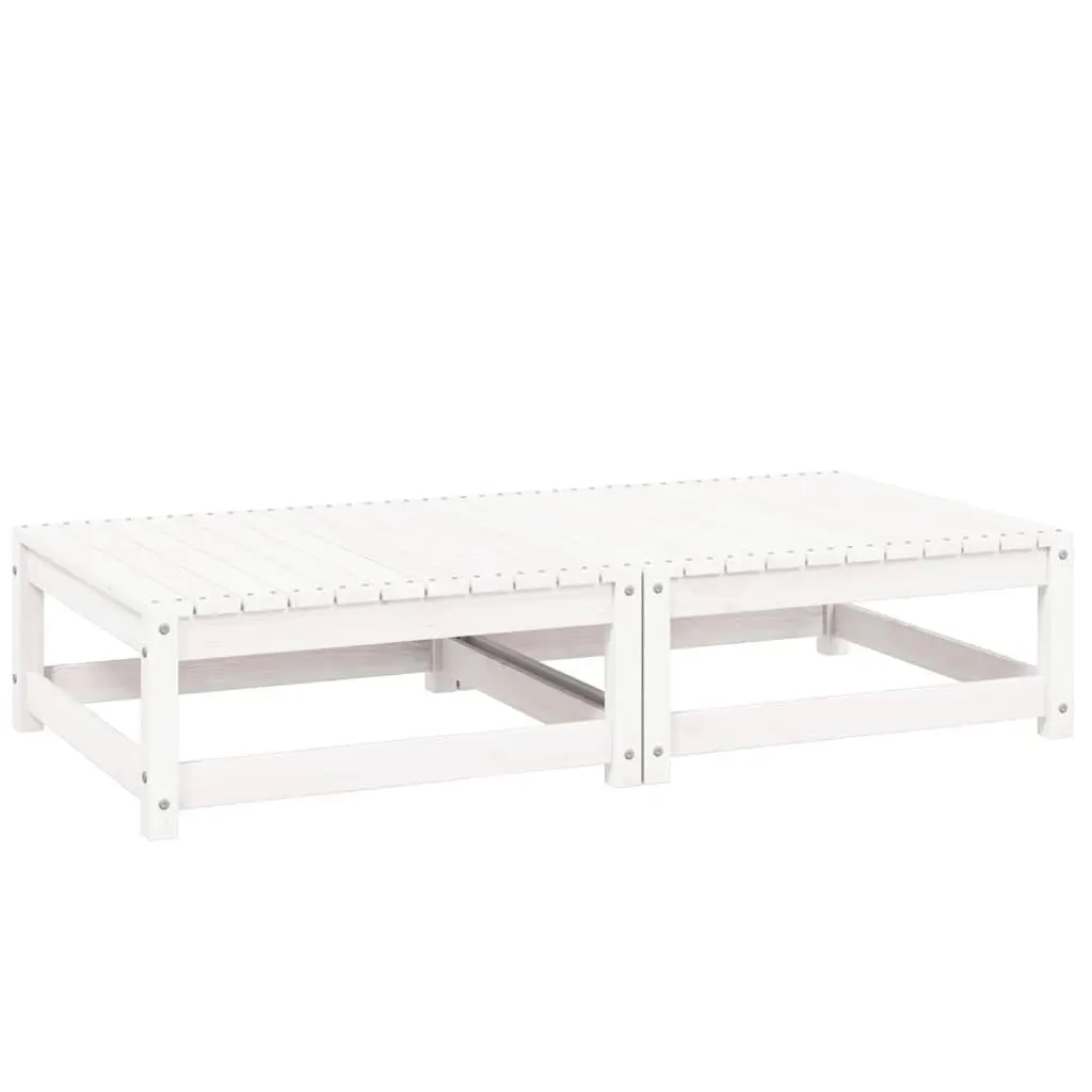 Outdoor Footstools 2 pcs Cushions White Solid Wood Garden