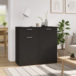 Sideboard Cabinet Black Storage Furniture with 2 Doors Drawer Home Buffet