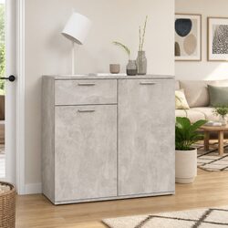 Durable Sideboard Cabinet Grey 80x36x75cm with 2 Doors