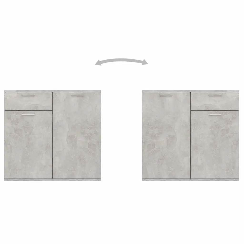 Sideboard Storage Cabinet Grey 80x36x75cm 2 Doors Drawer Living Room Furniture