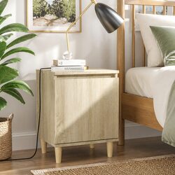Value Sonoma Oak Bedside Table with Wooden Legs 40x30x50cm