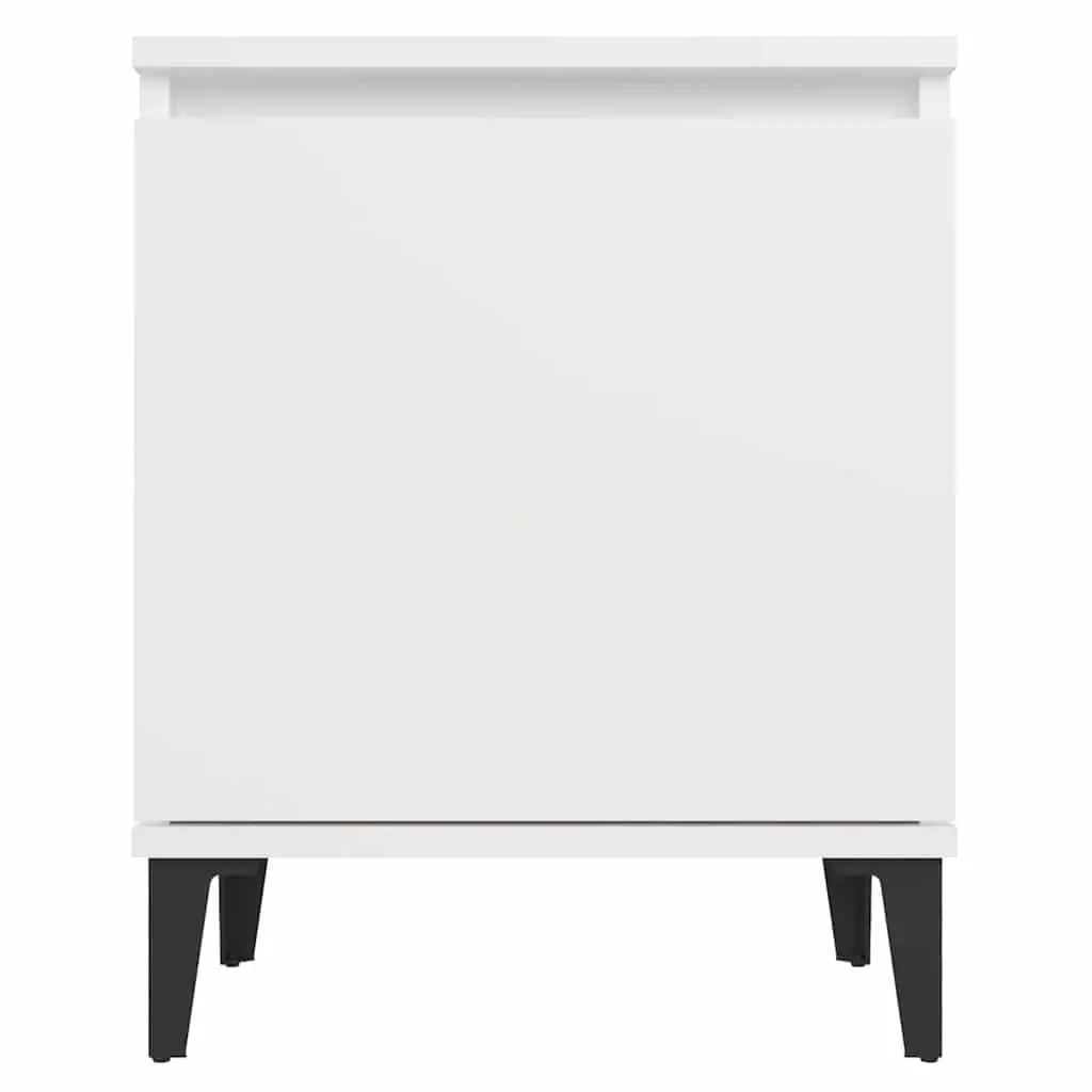 Bedside Table White Metal Legs Nightstand Cabinet Storage Compartment 40x30x50cm