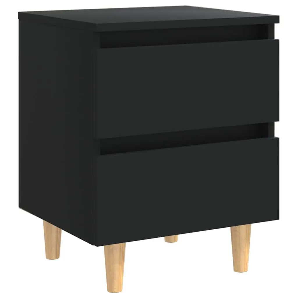 Bedside Table Black 2-Piece Set Storage Cabinet Nightstand