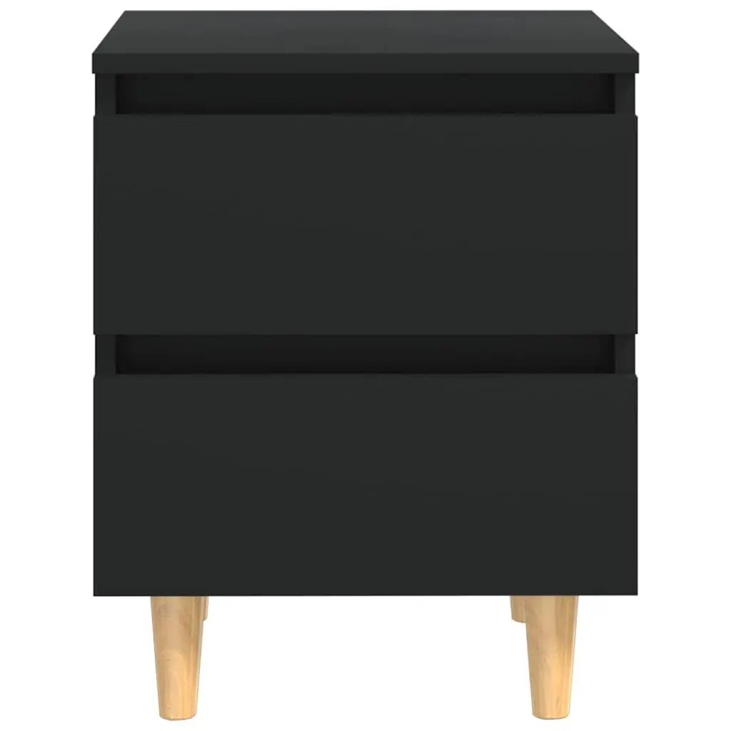 Bedside Table Black 2-Piece Set Storage Cabinet Nightstand