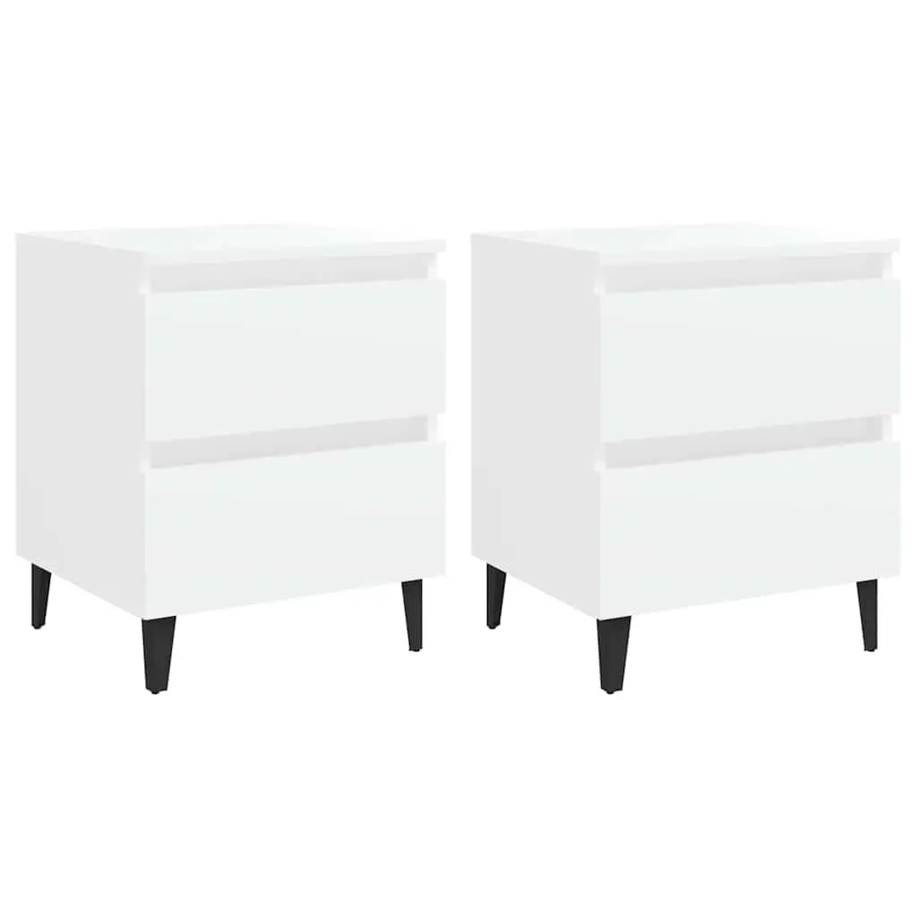 Bedside Tables Set of 2 White Bed Cabinets Nightstands with Drawers Storage