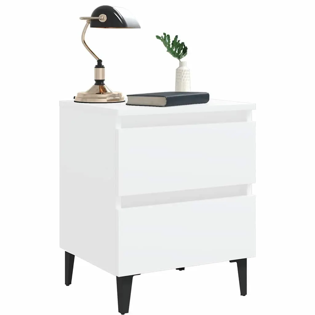 Bedside Tables Set of 2 White Bed Cabinets Nightstands with Drawers Storage