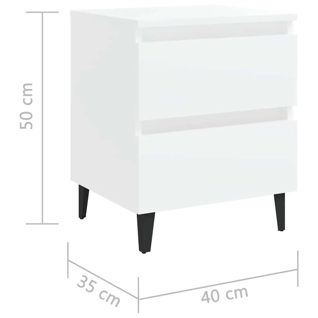 Bedside Tables Set of 2 White Bed Cabinets Nightstands with Drawers Storage