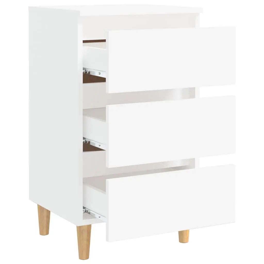 Bedside Tables 2 pcs White Bed Cabinets Nightstands Solid Wood Legs 40x35x69cm
