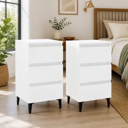 White Nightstand Set with Metal Legs for Everyday Use