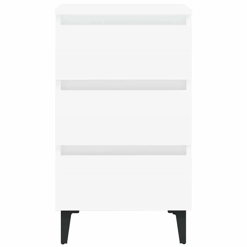 Bedside Table Nightstand 40x35x69 cm White 2 Piece Metal Legs