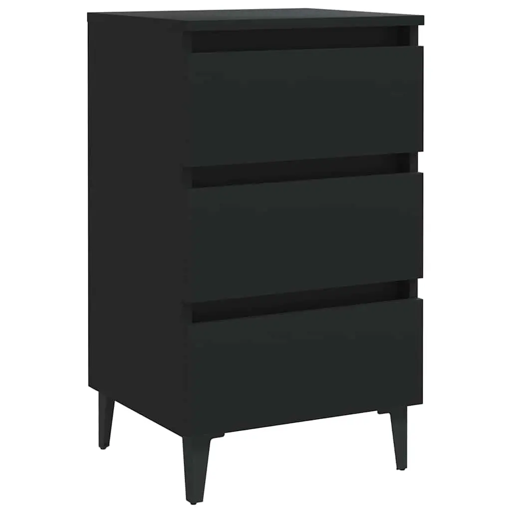 Bedside Cabinet Storage Nightstand 40x35x69cm Black