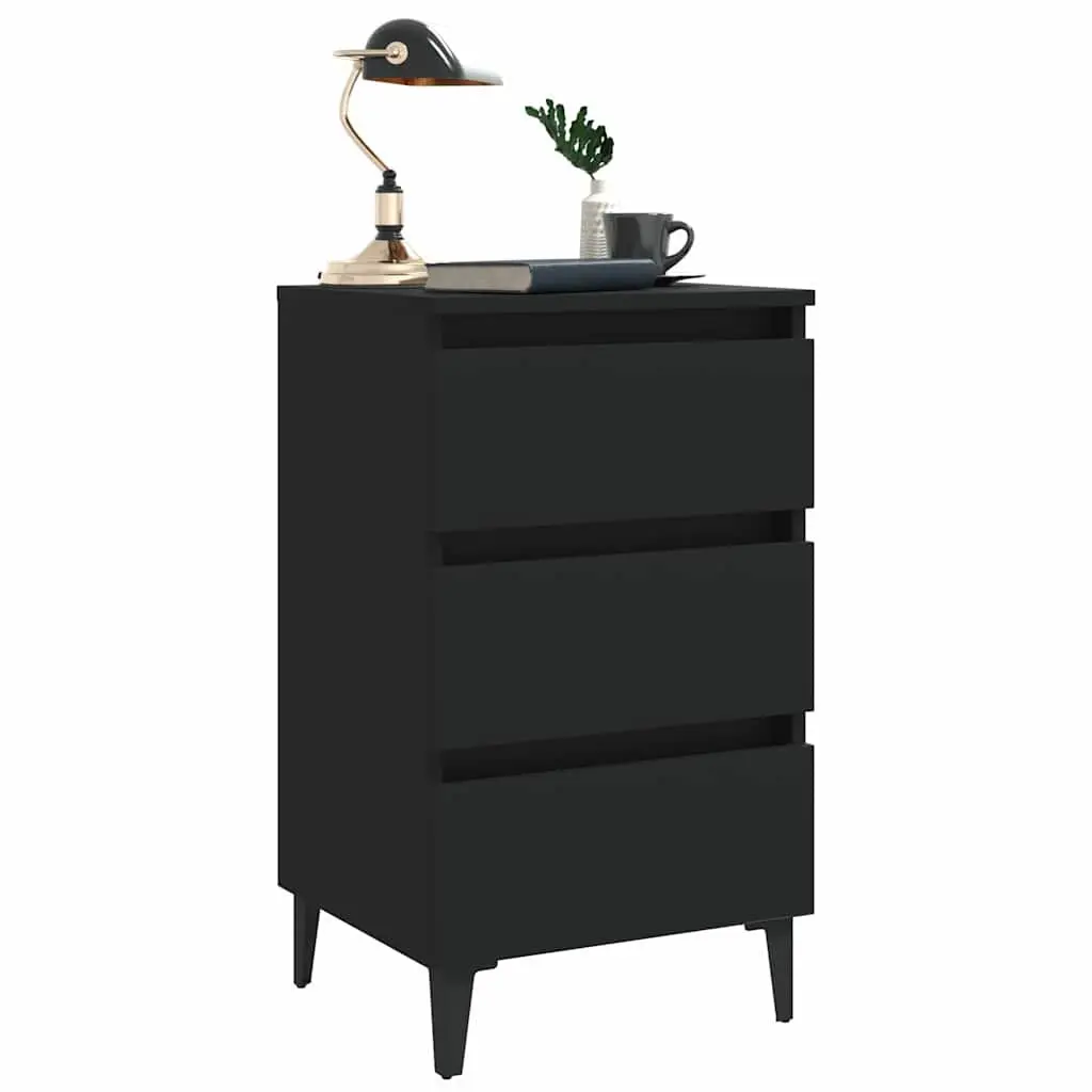 Bedside Cabinet Storage Nightstand 40x35x69cm Black